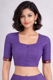 Purple Aari Embroidered Mangalgiri Cotton Blouse 10070747