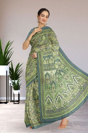 Green Kashmiri Printed Silk Saree 10075985