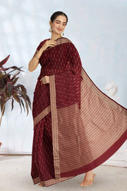 Blood Red Kanjivaram Vegan Silk Saree 10075587