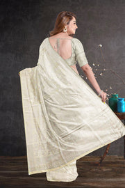 White Whisper Kanjivaram Tissue Vegan Silk Saree 1005566