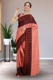 Pink Art Silk Kanjivaram Saree With Stripes Design 10076346