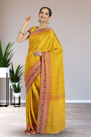 Yellow Handwoven Kanchi Cotton Saree 10069383