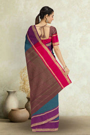 Blue Art Silk Kanjivaram Saree With Checks Design 10076329