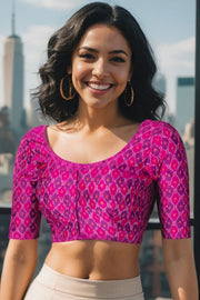 Purple Pochampally Ikat Silk Cotton Blouse 10074517