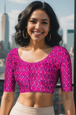 Purple Pochampally Ikat Silk Cotton Blouse 10074517