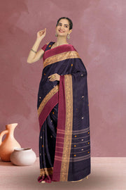 Black Handloom Chettinad Cotton Saree Without Blouse 10075168