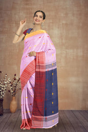 Pink Bengal Handwoven Cotton Saree 10075312