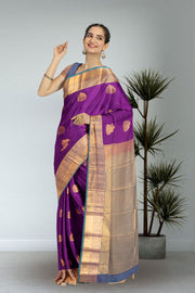 Purple Kanjivaram Vegan Silk Saree with Contrast Pallu 10073881