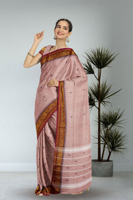 Beige Handloom Chettinad Cotton Saree Without Blouse 10075150