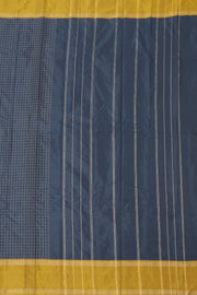 Navy Blue Vegan Silk Kanjivaram Saree With Checks Design 10077939