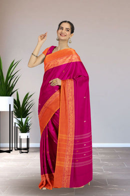 Pink Handloom Chettinad Cotton Saree Without Blouse 10075169