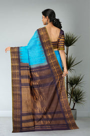 Blue Gadwal Kuttu Silk Saree 10076207