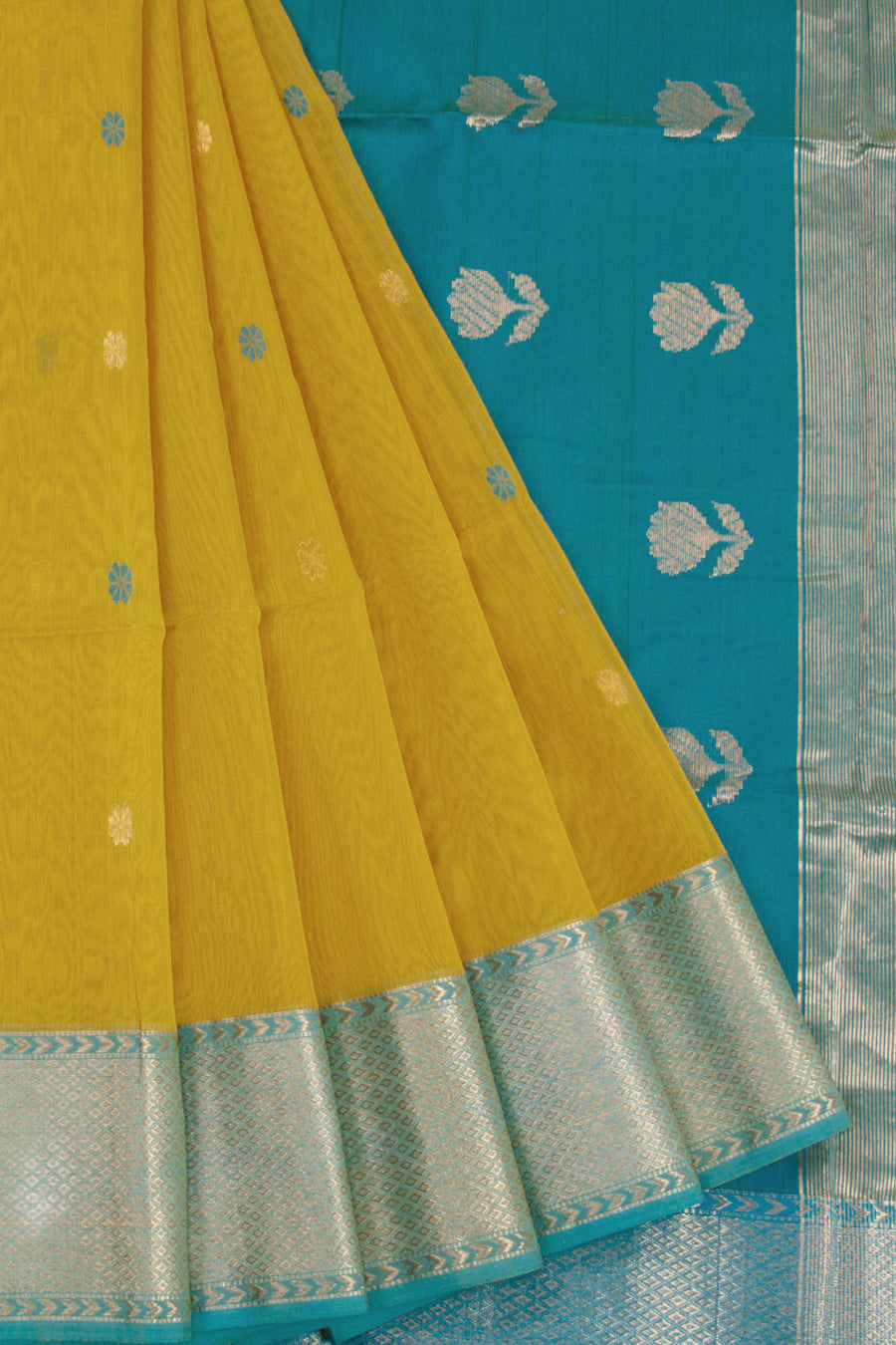 Yellow Handloom Maheshwari Silk Cotton Saree 10068875 - Avishya