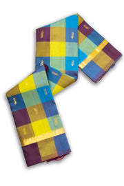 Multi Colour Kanjivaram Pure Silk Saree with Checks Design 10076068