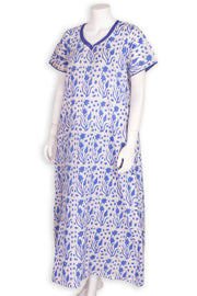 White Batik Printed Cotton Nightwear 10076177