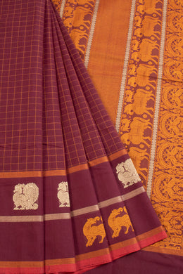 Maroon Kanchi Cotton Saree 10068669 - Avishya