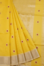 Yellow Handloom Maheshwari Silk Cotton Saree 10068642 - Avishya