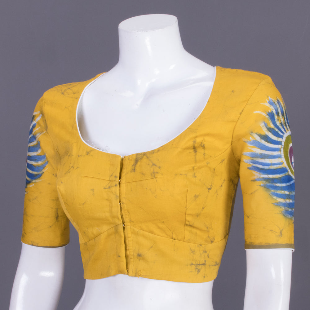 Yellow Batik Handpainted Cotton Blouse 10070202