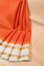 Orange Handloom Gadwal Kuttu Silk Saree - Avishya
