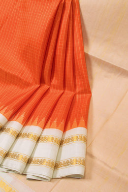 Orange Handloom Gadwal Kuttu Silk Saree - Avishya