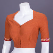 Brown  Embroidered Cotton Blouse 10069610 - Avishya