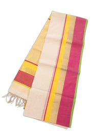 White Maheshwari Silk Cotton Saree 10076360