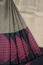 Black Pure Zari Kanjivaram Silk Saree 10063130