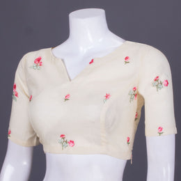 Beige Embroidered Cotton Blouse 10069796 - Avishya