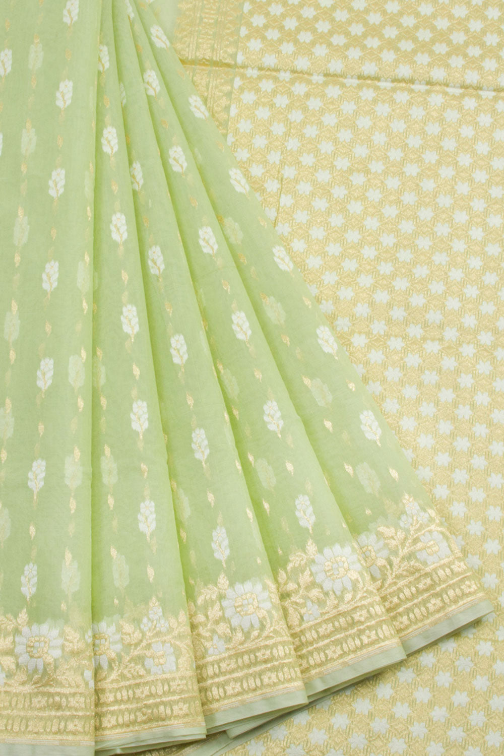 Green Handloom Banarasi Cotton Saree 10061302