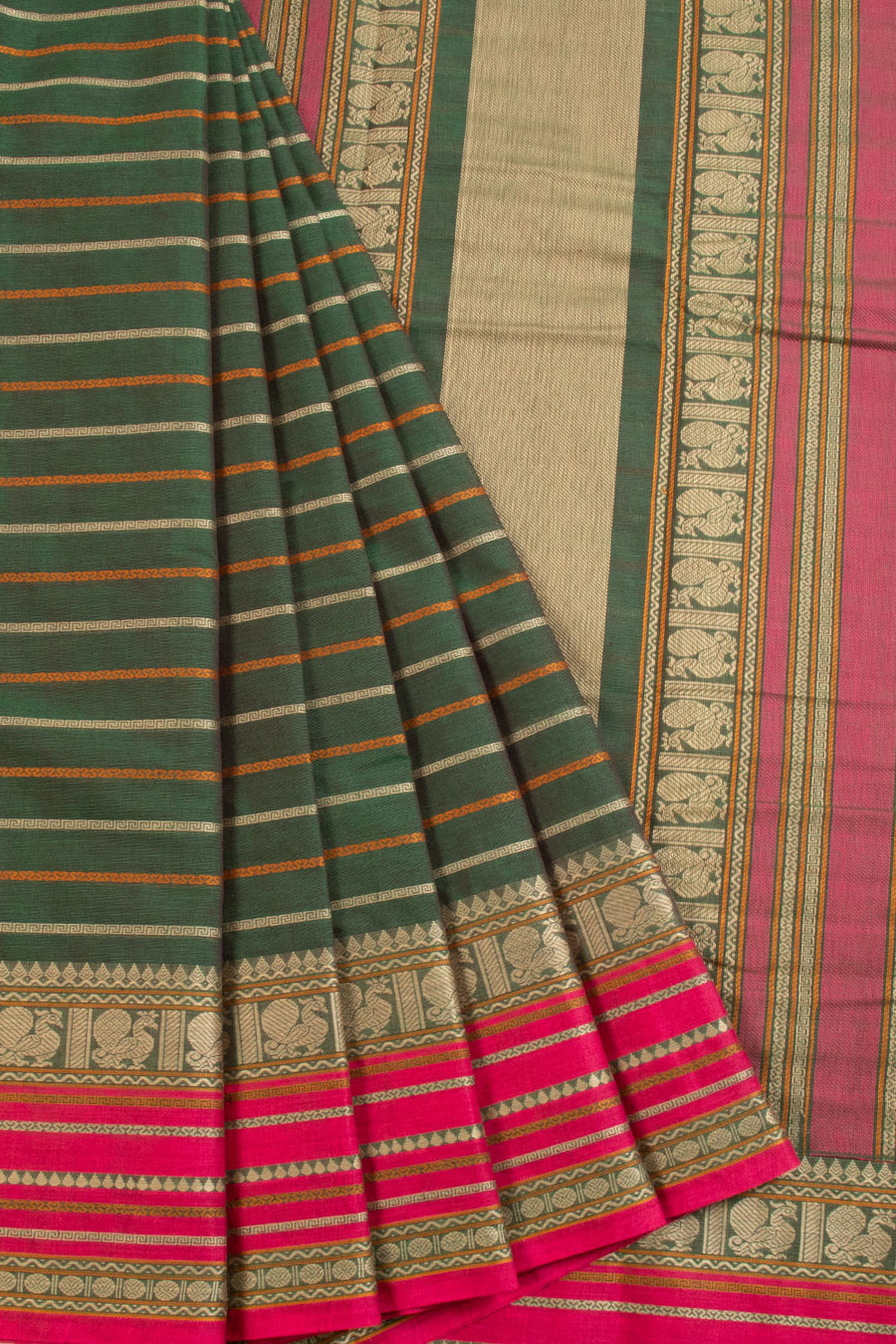 Green Kanchi Cotton Saree 10068678 - Avishya