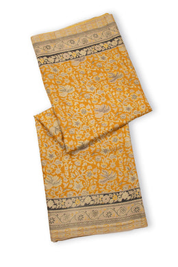 Yellow Kashmiri Printed Silk Saree 10075993