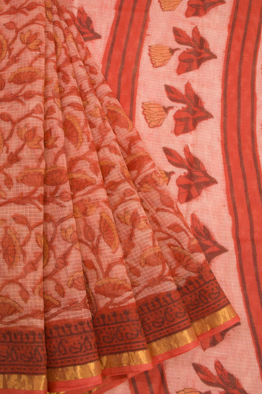 Red Vanaspathi Printed Kota Cotton Saree 10068618 - Avishya