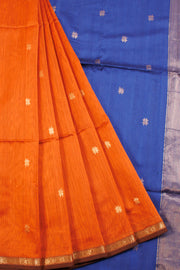 Orange Handloom Maheshwari Silk Cotton Saree 10068645 - Avishya