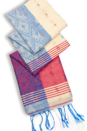 Cream Bengal Handwoven Jamdani Style Cotton Saree 10075345