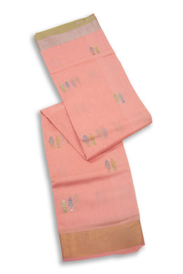 Peach Chanderi Silk Cotton Saree 10075383