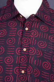 Indigo Handblock Print Pre-Washed Pure Cotton Shirt 10076874