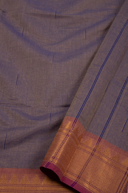 Purple Handloom Chettinad Cotton Saree With Zari Border 10075885