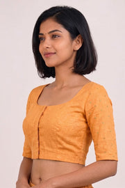 Orange Aari Embroidered Chanderi Silk Cotton Blouse 10068926