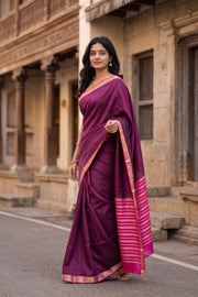 Plum Semi Mysore Crepe Silk Saree 10077787