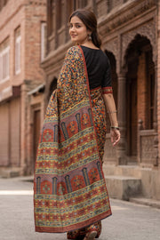 Black Kani Printed Silk Saree 10077879