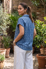 Indigo Printed Oversized Women Shirt 10077076