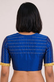 Navy Blue Aari Embroidered Tussar Silk Blouse 10070441