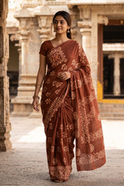 Rust Brown Sungudi Saree 10078029