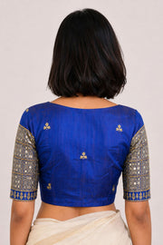 Blue Aari Embroidered Silk Blouse 10068942