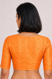 Orange Aari Embroidered Silk Blouse 10077742
