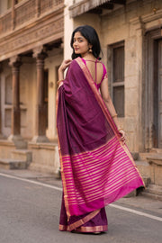 Plum Semi Mysore Crepe Silk Saree 10077787
