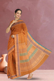 Brown Handloom Kanchi Cotton Saree 10071674