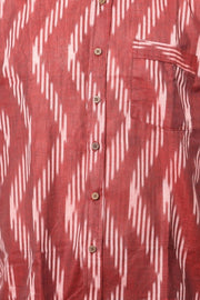 Marroon Half Sleeve Handloom Ikat Cotton Men's Shirt 10077852