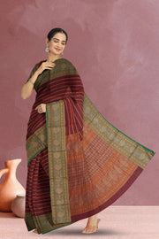 Maroon Handloom Kanchi Cotton Saree 10071694