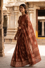 Rust Brown Sungudi Saree 10078029